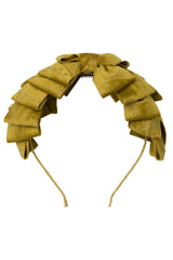 Pleated Ribbon Headband - Mustard Paisley Suede - PROJECT 6, modest fashion