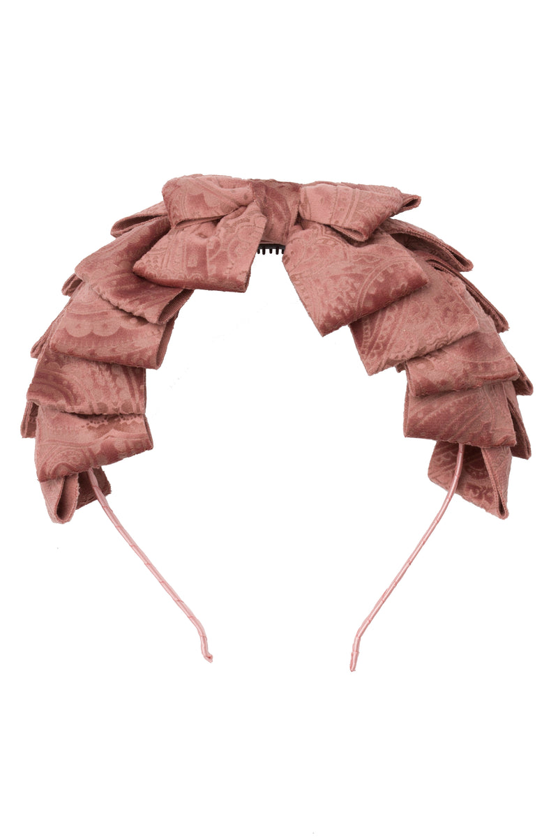 Pleated Ribbon Headband - Rose Paisley Suede - PROJECT 6, modest fashion