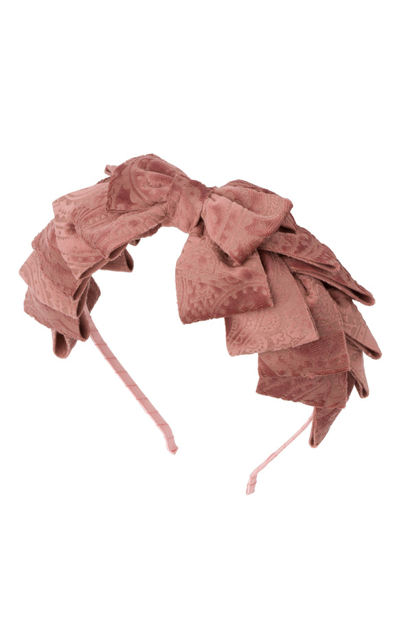 Pleated Ribbon Headband - Rose Paisley Suede - PROJECT 6, modest fashion