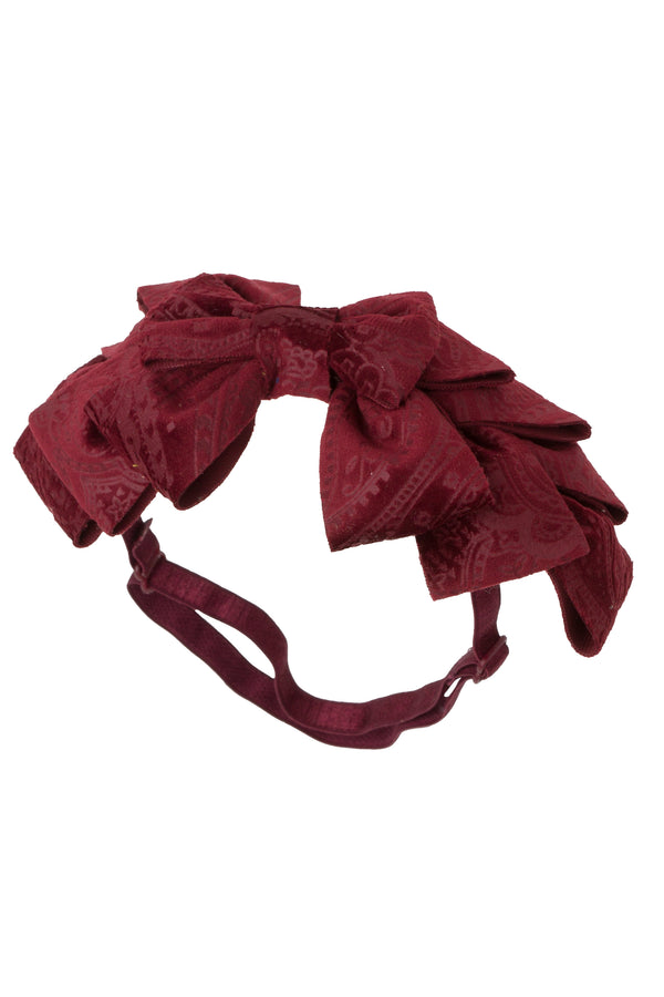 Pleated Ribbon Wrap - Burgundy Paisley Suede - PROJECT 6, modest fashion