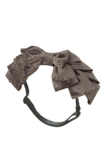 Pleated Ribbon Wrap - Smoke Grey Paisley Suede - PROJECT 6, modest fashion