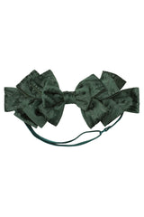 Pleated Ribbon Wrap - Hunter Green Paisley Suede - PROJECT 6, modest fashion