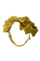 Pleated Ribbon Wrap - Gold Mustard Paisley Suede - PROJECT 6, modest fashion