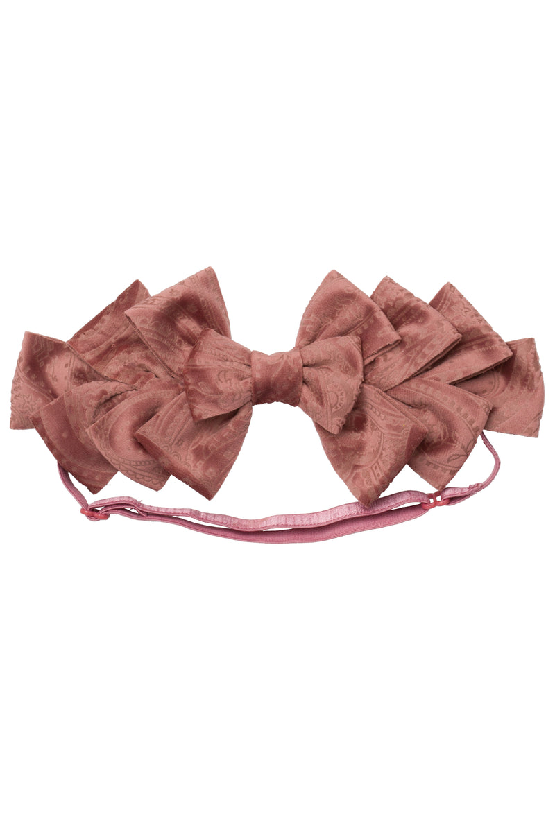 Pleated Ribbon Wrap - Rose Paisley Suede - PROJECT 6, modest fashion