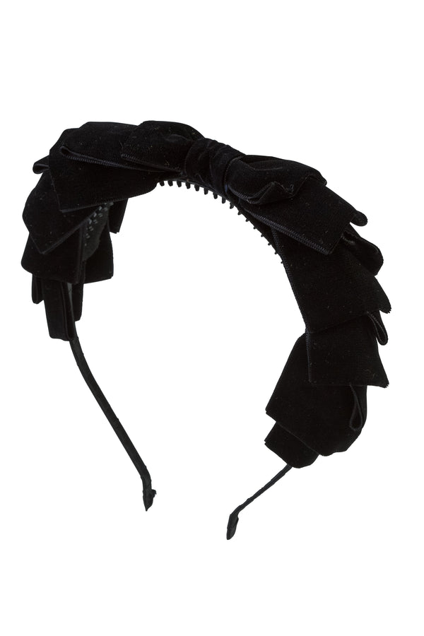 Pleated Ribbon Velvet Headband - Black - PROJECT 6, modest fashion