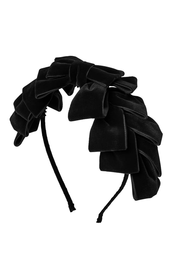 Pleated Ribbon Velvet Headband - Black - PROJECT 6, modest fashion