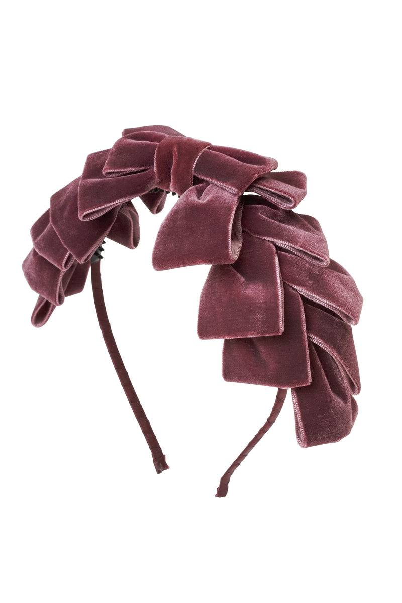 Pleated Ribbon Velvet Headband - Purple - PROJECT 6, modest fashion