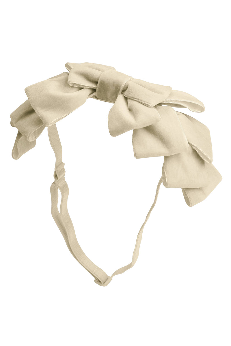 Pleated Ribbon Velvet Wrap - Cream - PROJECT 6, modest fashion