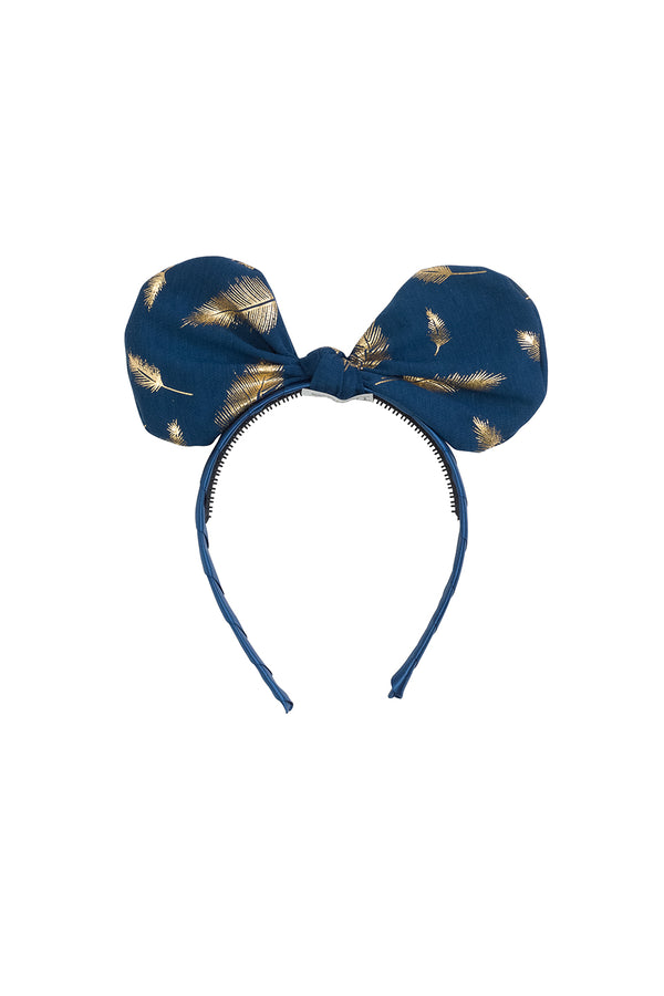 Bunnie Bow Headband - Navy/Gold Feather Print - PROJECT 6, modest fashion