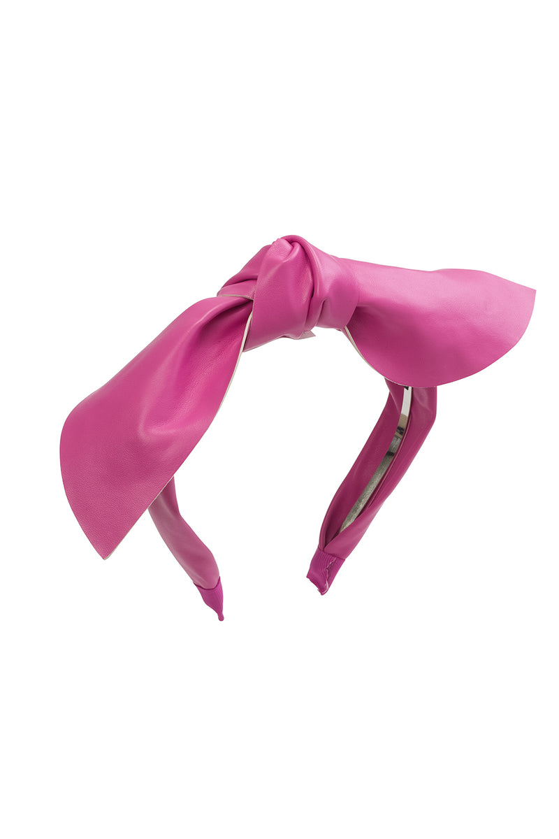 Perfect Leather Pointy Bow Headband - Hot Pink - PROJECT 6, modest fashion