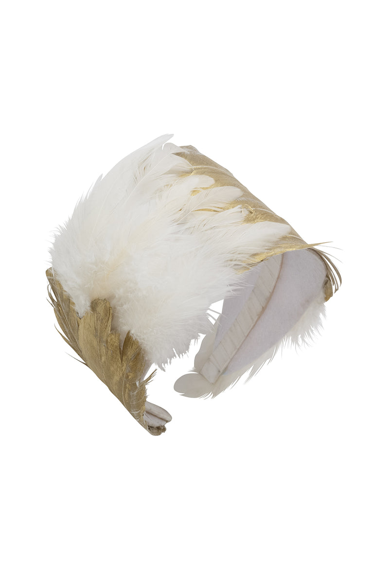 Feather Headband - White/Gold - PROJECT 6, modest fashion