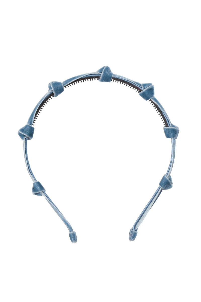 Rosebud Headband - Blue Denim Velvet - PROJECT 6, modest fashion