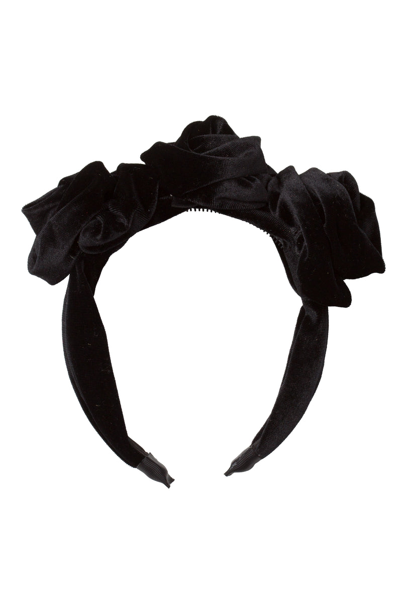 Triple Rose Garden Headband - Black Velvet - PROJECT 6, modest fashion