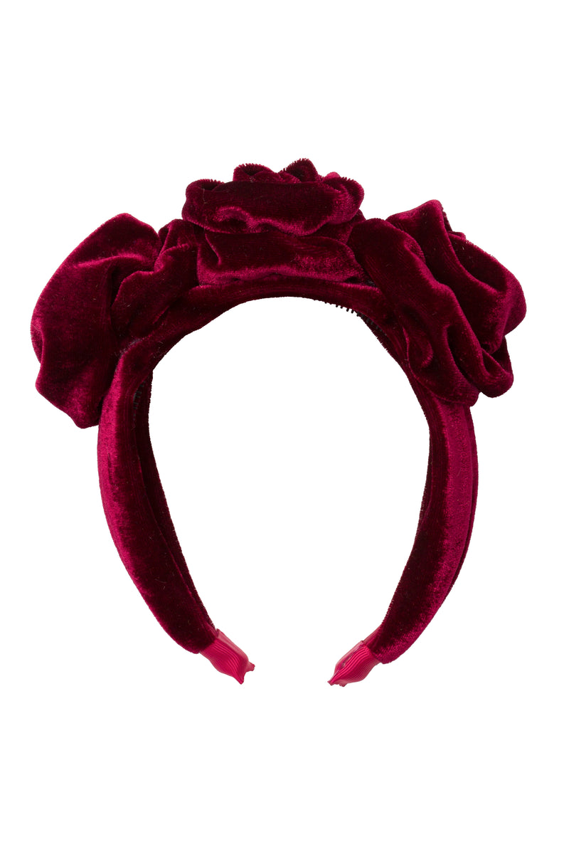 Triple Rose Garden Headband - Burgundy Velvet - PROJECT 6, modest fashion