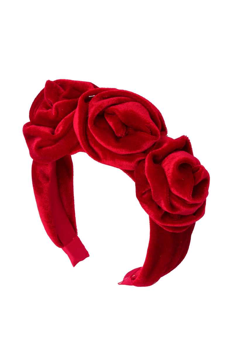 Triple Rose Garden Headband - Red Velvet - PROJECT 6, modest fashion