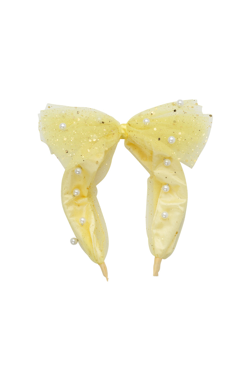 Tulle Pearl Headband - Yellow - PROJECT 6, modest fashion