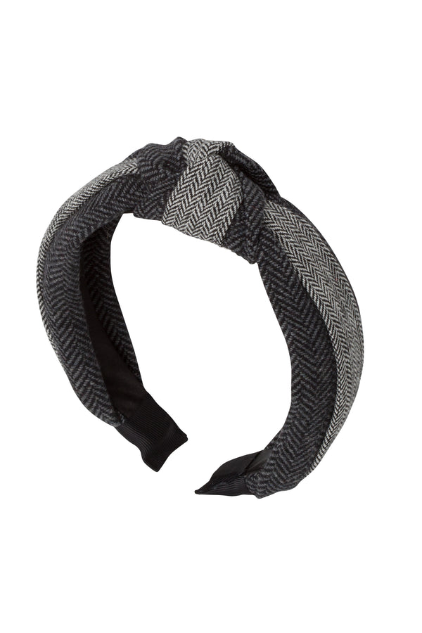 Knot Herringbone Headband - Charcoal/BW - PROJECT 6, modest fashion