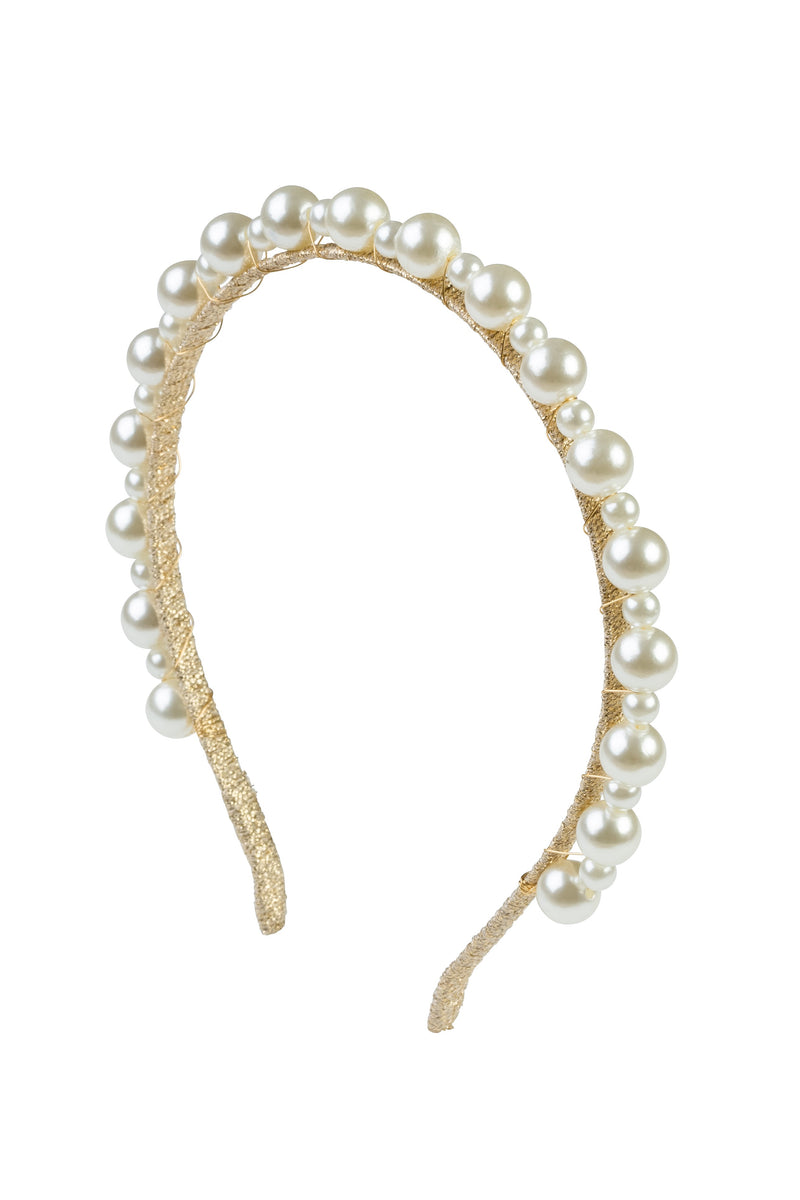 Uneven Pearls Headband - Gold/Ivory - PROJECT 6, modest fashion
